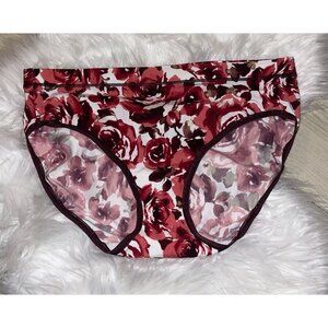 Soma Hipster Panties Floral Womens L Large Red New